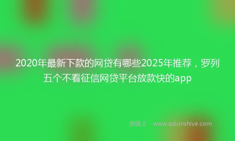 2020年最新下款的网贷有哪些2025年推荐，罗列五个不看征信网贷平台放款快的app