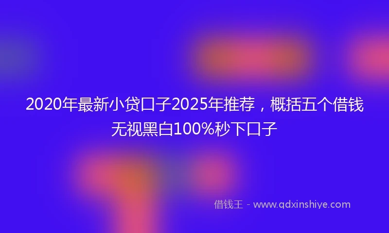 2020年最新小贷口子2025年推荐，概括五个借钱无视黑白100%秒下口子