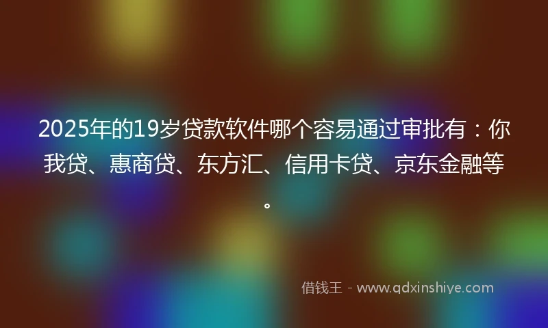 2025年的19岁贷款软件哪个容易通过审批有：你我贷、惠商贷、东方汇、信用卡贷、京东金融等。