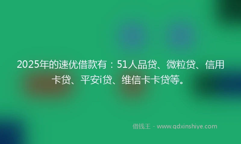 2025年的速优借款有：51人品贷、微粒贷、信用卡贷、平安i贷、维信卡卡贷等。