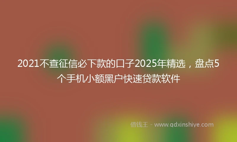 2021不查征信必下款的口子2025年精选，盘点5个手机小额黑户快速贷款软件