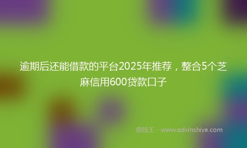 逾期后还能借款的平台2025年推荐，整合5个芝麻信用600贷款口子