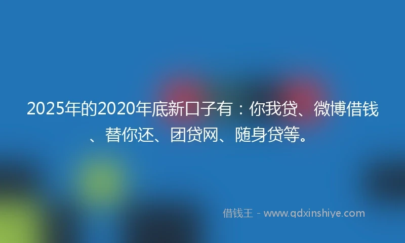 2025年的2020年底新口子有：你我贷、微博借钱、替你还、团贷网、随身贷等。
