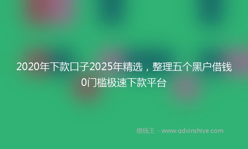 2020年下款口子2025年精选，整理五个黑户借钱0门槛极速下款平台