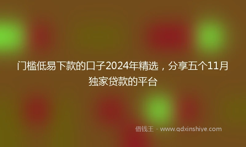 门槛低易下款的口子2024年精选，分享五个11月独家贷款的平台