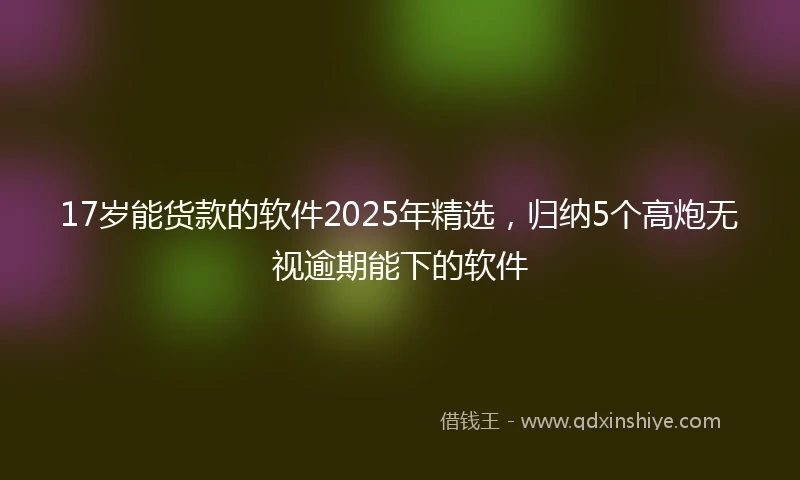 17岁能货款的软件2025年精选，归纳5个高炮无视逾期能下的软件