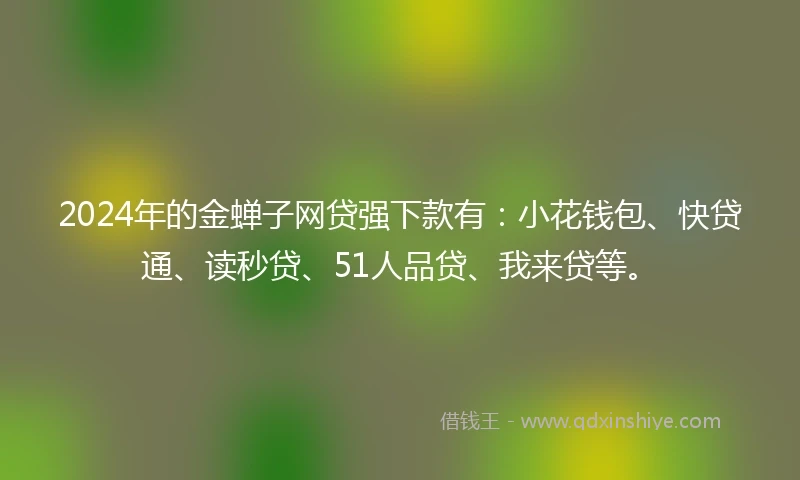 2024年的金蝉子网贷强下款有：小花钱包、快贷通、读秒贷、51人品贷、我来贷等。