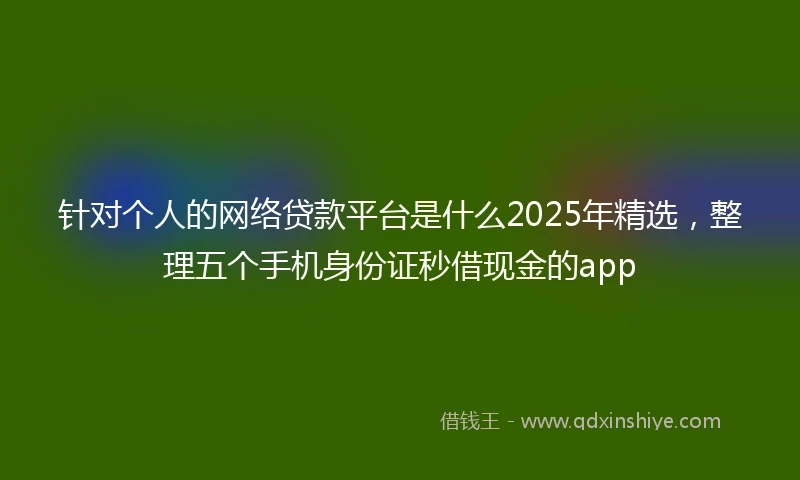 针对个人的网络贷款平台是什么2025年精选，整理五个手机身份证秒借现金的app