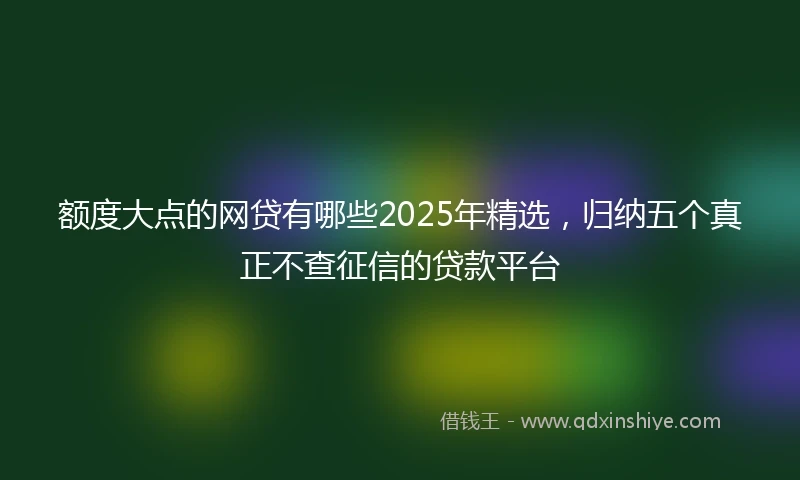额度大点的网贷有哪些2025年精选，归纳五个真正不查征信的贷款平台