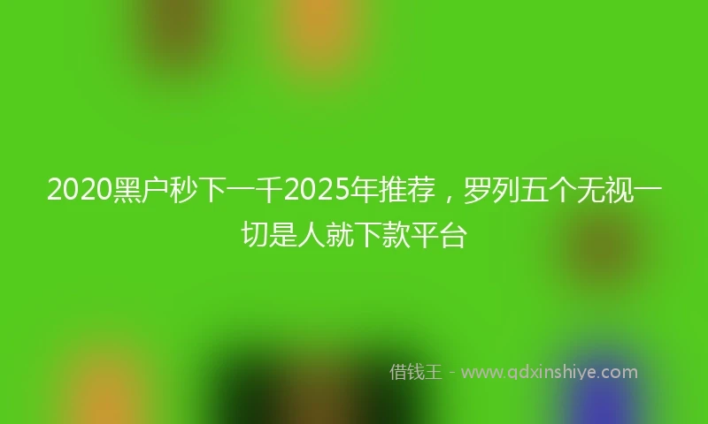 2020黑户秒下一千2025年推荐，罗列五个无视一切是人就下款平台