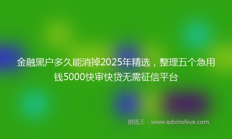 金融黑户多久能消掉2025年精选，整理五个急用钱5000快审快贷无需征信平台