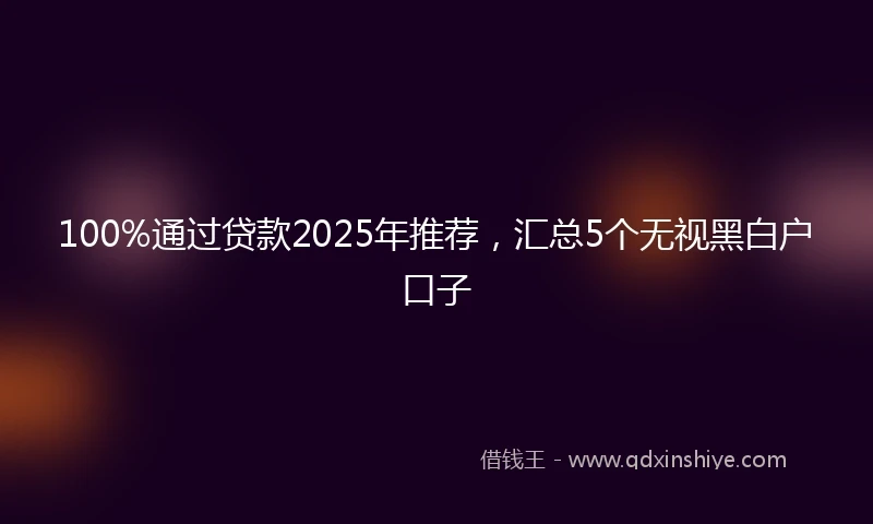 100%通过贷款2025年推荐，汇总5个无视黑白户口子