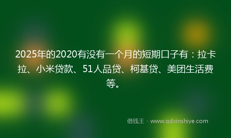 2025年的2020有没有一个月的短期口子有：拉卡拉、小米贷款、51人品贷、柯基贷、美团生活费等。