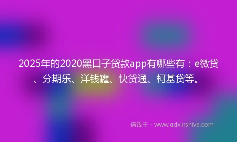 2025年的2020黑口子贷款app有哪些有：e微贷、分期乐、洋钱罐、快贷通、柯基贷等。