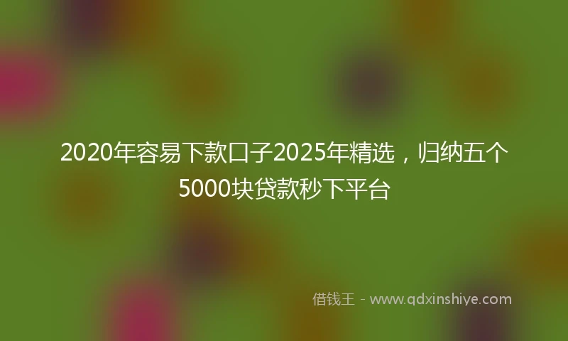 2020年容易下款口子2025年精选，归纳五个5000块贷款秒下平台