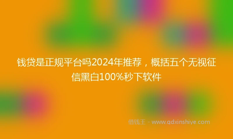 钱贷是正规平台吗2024年推荐，概括五个无视征信黑白100%秒下软件