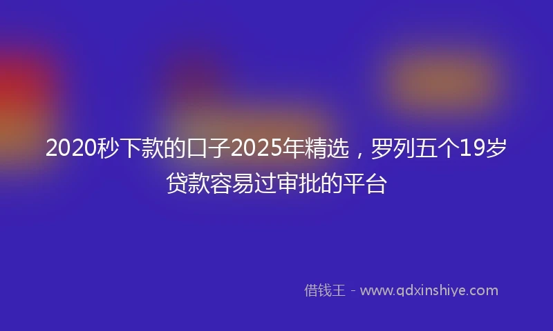 2020秒下款的口子2025年精选，罗列五个19岁贷款容易过审批的平台