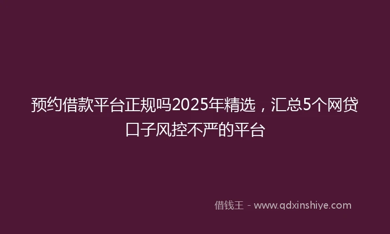 预约借款平台正规吗2025年精选，汇总5个网贷口子风控不严的平台