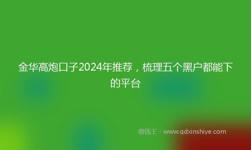 金华高炮口子2024年推荐，梳理五个黑户都能下的平台
