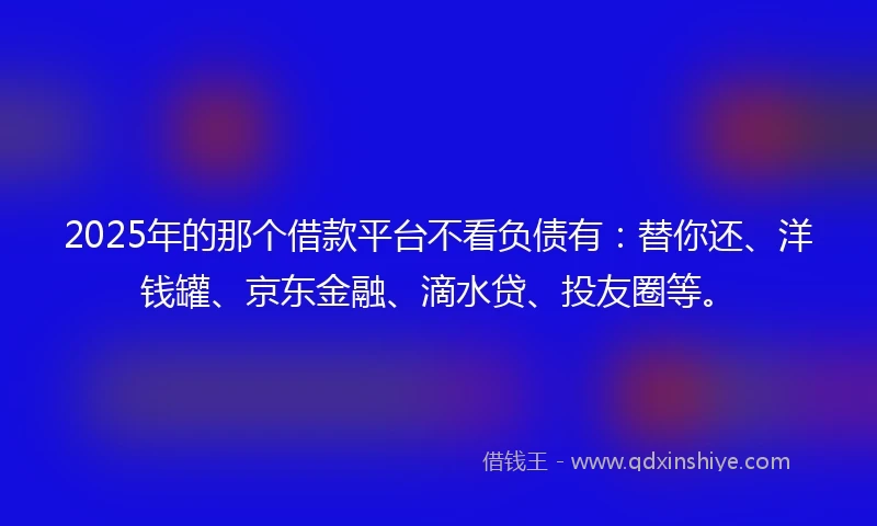 2025年的那个借款平台不看负债有：替你还、洋钱罐、京东金融、滴水贷、投友圈等。