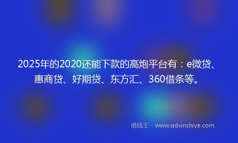 2025年的2020还能下款的高炮平台有：e微贷、惠商贷、好期贷、东方汇、360借条等。
