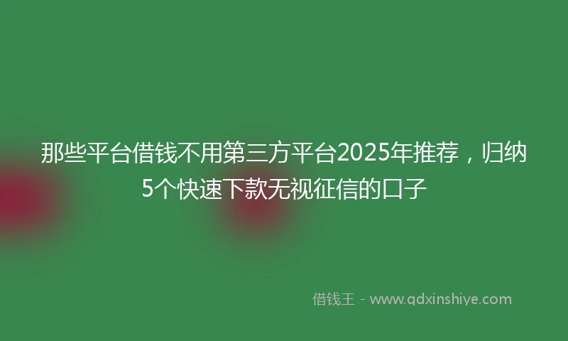 那些平台借钱不用第三方平台2025年推荐，归纳5个快速下款无视征信的口子