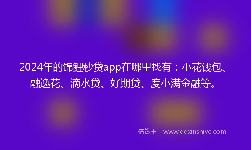 2024年的锦鲤秒贷app在哪里找有：小花钱包、融逸花、滴水贷、好期贷、度小满金融等。