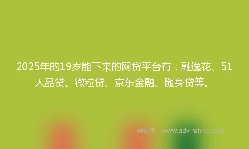 2025年的19岁能下来的网贷平台有：融逸花、51人品贷、微粒贷、京东金融、随身贷等。