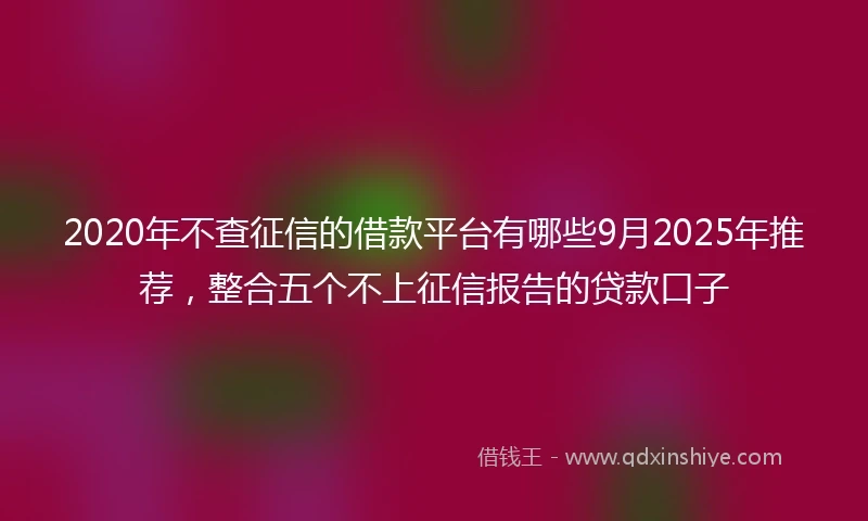 2020年不查征信的借款平台有哪些9月2025年推荐，整合五个不上征信报告的贷款口子