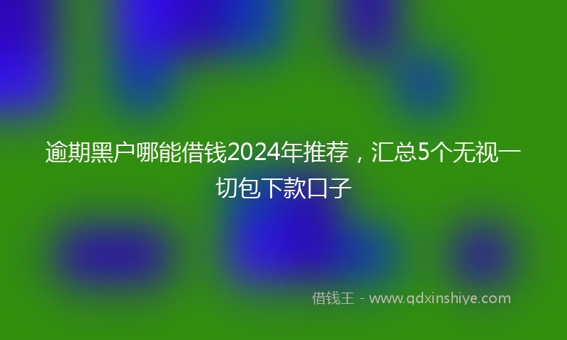 逾期黑户哪能借钱2024年推荐，汇总5个无视一切包下款口子