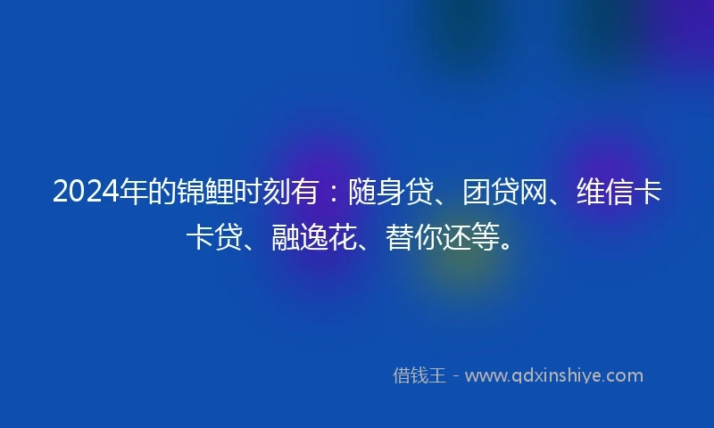 2024年的锦鲤时刻有：随身贷、团贷网、维信卡卡贷、融逸花、替你还等。
