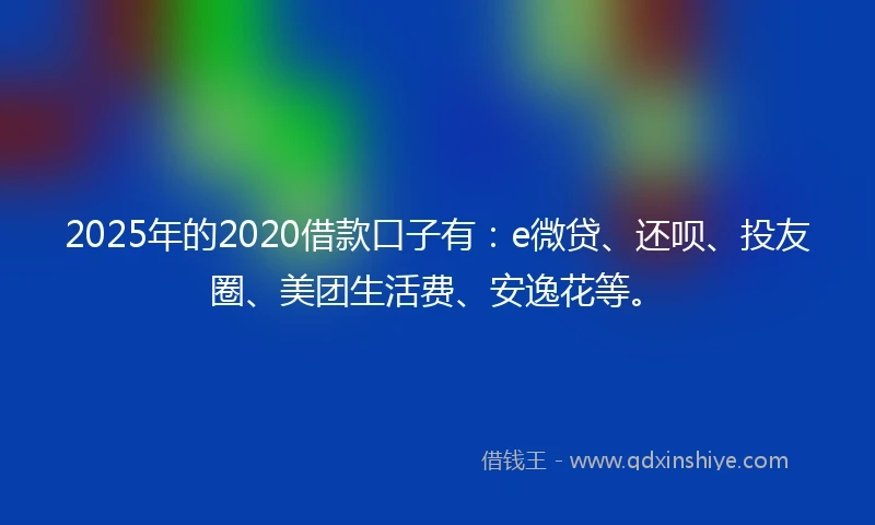 2025年的2020借款口子有：e微贷、还呗、投友圈、美团生活费、安逸花等。