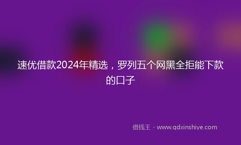 速优借款2024年精选，罗列五个网黑全拒能下款的口子