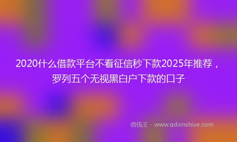 2020什么借款平台不看征信秒下款2025年推荐，罗列五个无视黑白户下款的口子
