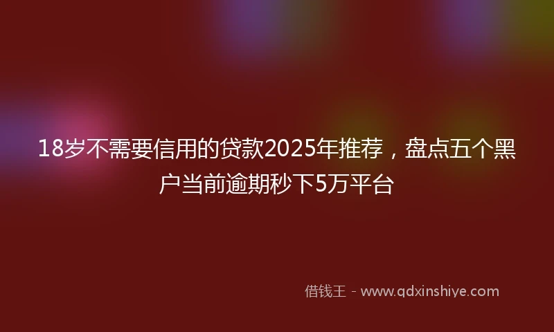 18岁不需要信用的贷款2025年推荐，盘点五个黑户当前逾期秒下5万平台