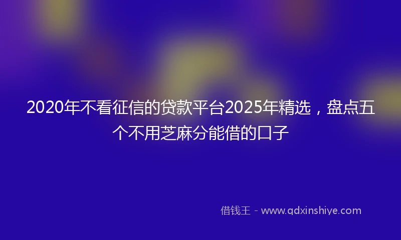 2020年不看征信的贷款平台2025年精选，盘点五个不用芝麻分能借的口子