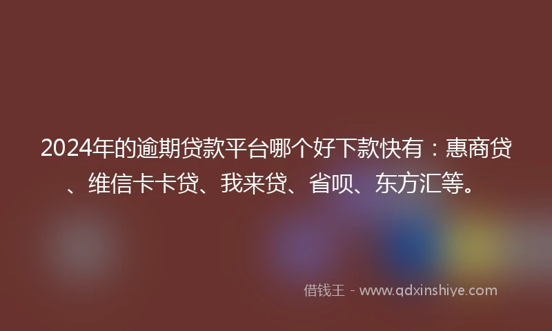 2024年的逾期贷款平台哪个好下款快有：惠商贷、维信卡卡贷、我来贷、省呗、东方汇等。