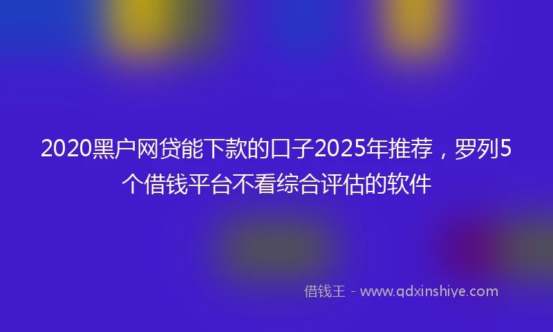 2020黑户网贷能下款的口子2025年推荐，罗列5个借钱平台不看综合评估的软件