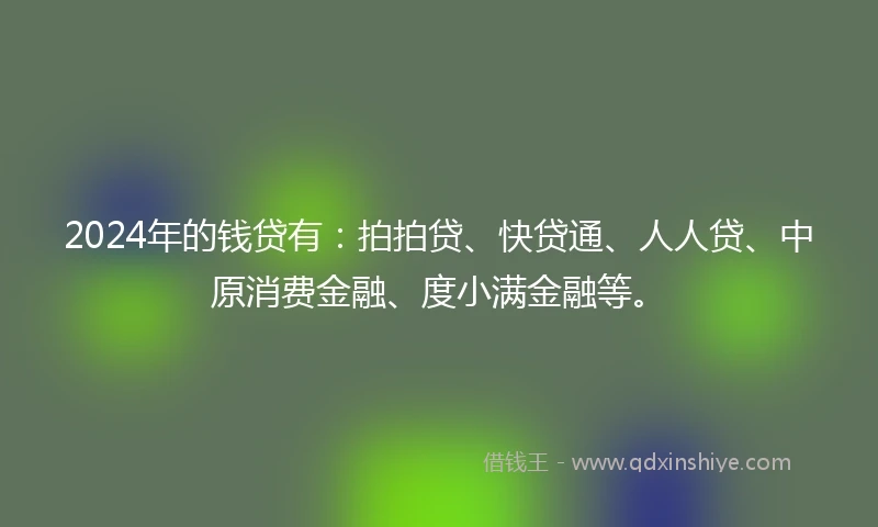 2024年的钱贷有：拍拍贷、快贷通、人人贷、中原消费金融、度小满金融等。