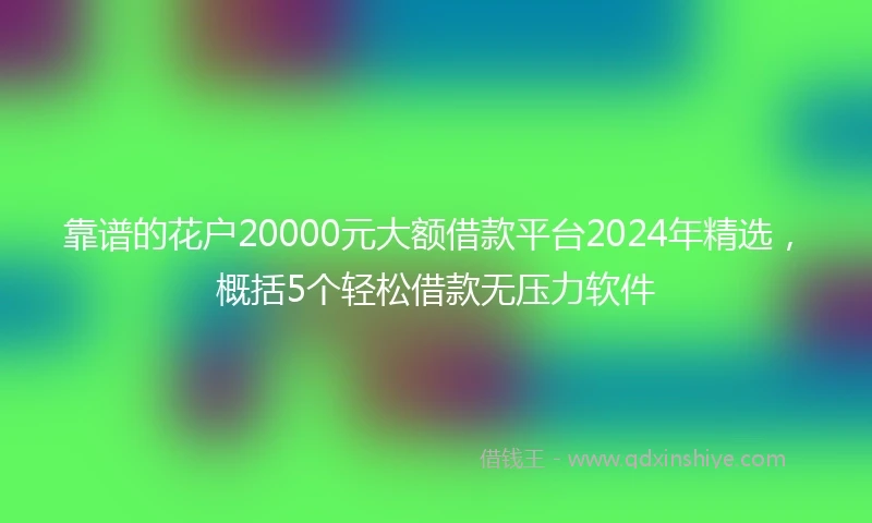 靠谱的花户20000元大额借款平台2024年精选，概括5个轻松借款无压力软件