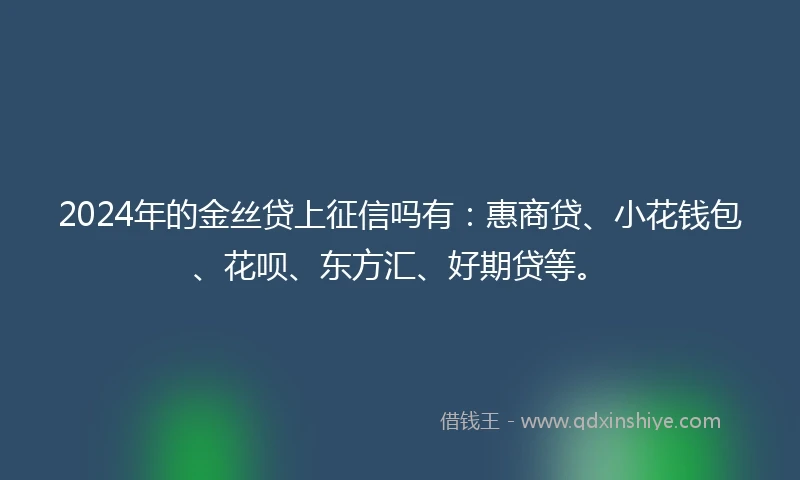 2024年的金丝贷上征信吗有：惠商贷、小花钱包、花呗、东方汇、好期贷等。