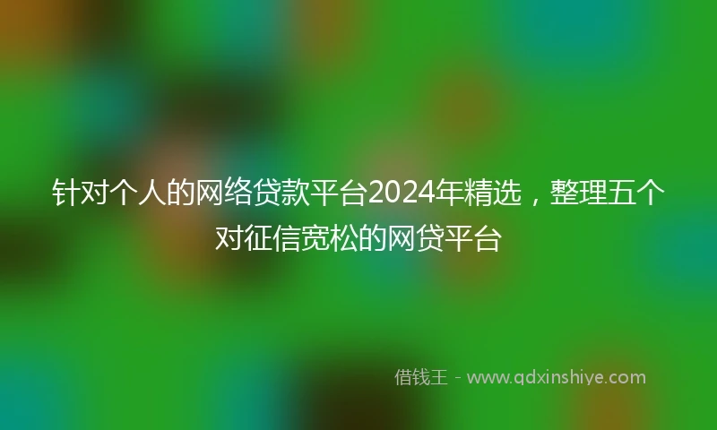 针对个人的网络贷款平台2024年精选，整理五个对征信宽松的网贷平台