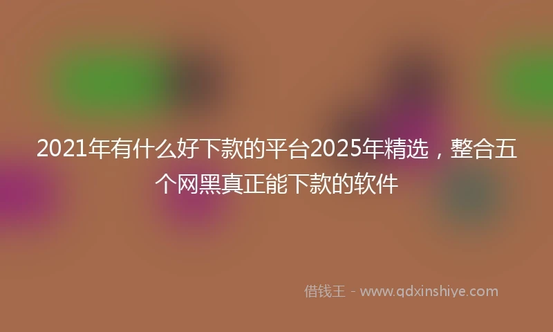 2021年有什么好下款的平台2025年精选，整合五个网黑真正能下款的软件