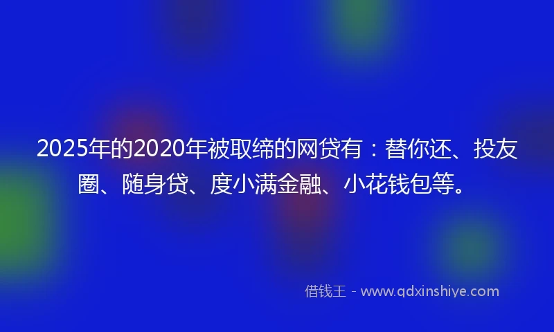 2025年的2020年被取缔的网贷有：替你还、投友圈、随身贷、度小满金融、小花钱包等。