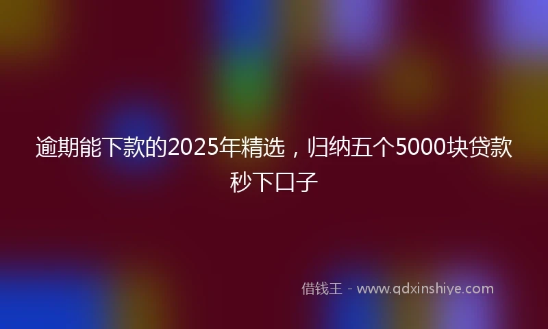 逾期能下款的2025年精选，归纳五个5000块贷款秒下口子