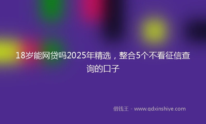 18岁能网贷吗2025年精选，整合5个不看征信查询的口子