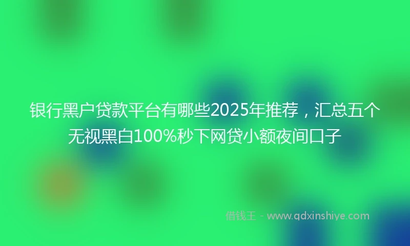 银行黑户贷款平台有哪些2025年推荐，汇总五个无视黑白100%秒下网贷小额夜间口子