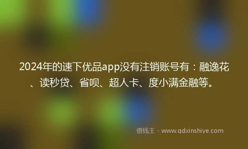 2024年的速下优品app没有注销账号有：融逸花、读秒贷、省呗、超人卡、度小满金融等。
