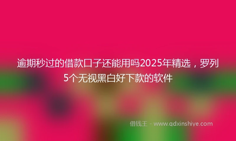 逾期秒过的借款口子还能用吗2025年精选，罗列5个无视黑白好下款的软件