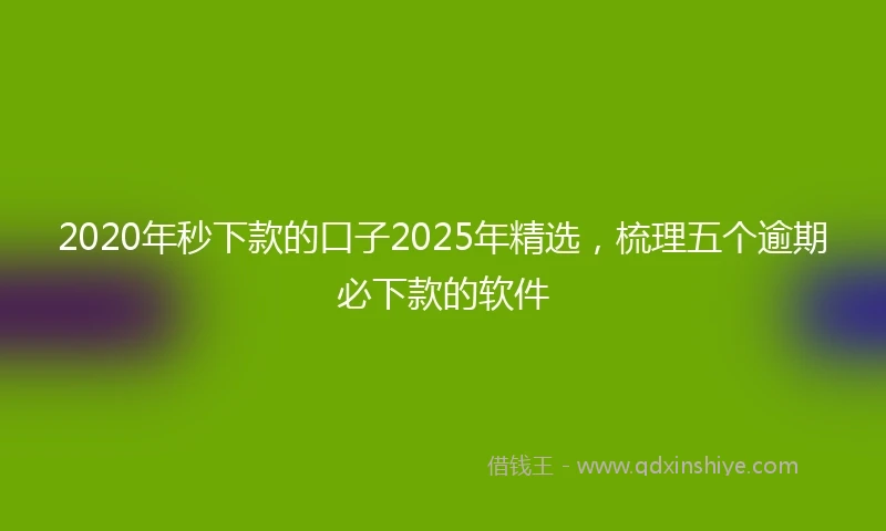 2020年秒下款的口子2025年精选，梳理五个逾期必下款的软件